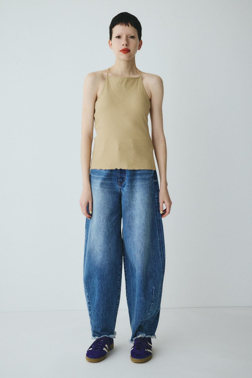 Bi color cord camisole BEG FREE