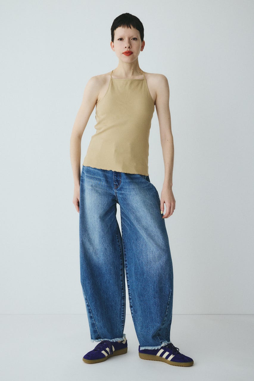 Bi color cord camisole BEG FREE