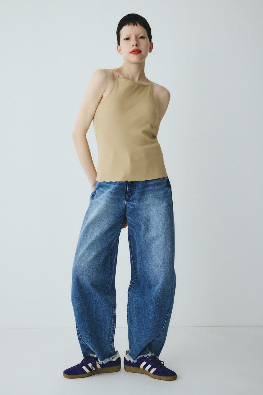 Bi color cord camisole BEG FREE