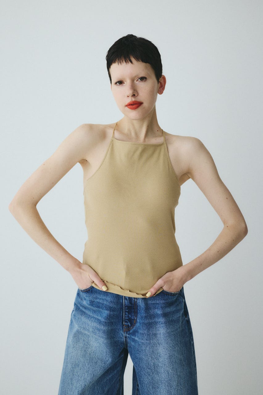 Bi color cord camisole BEG FREE