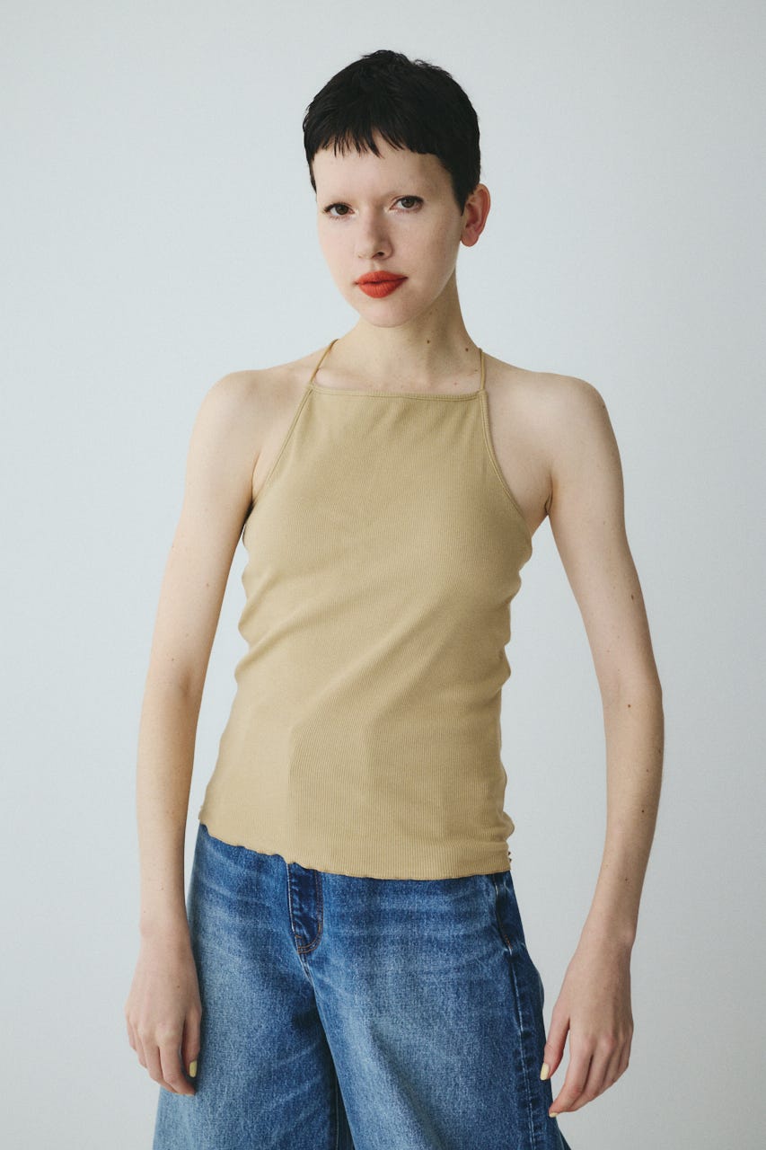 Bi color cord camisole BEG FREE