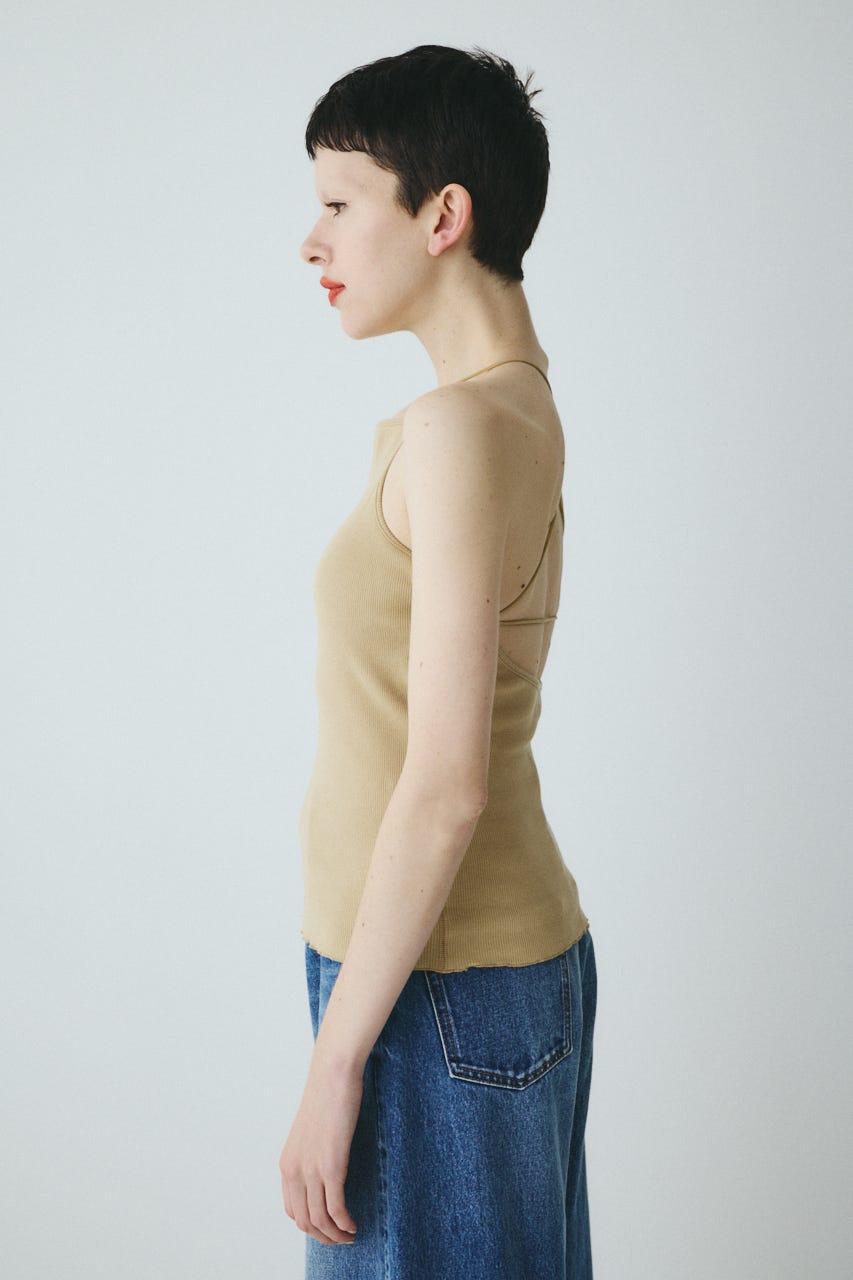 Bi color cord camisole BEG FREE