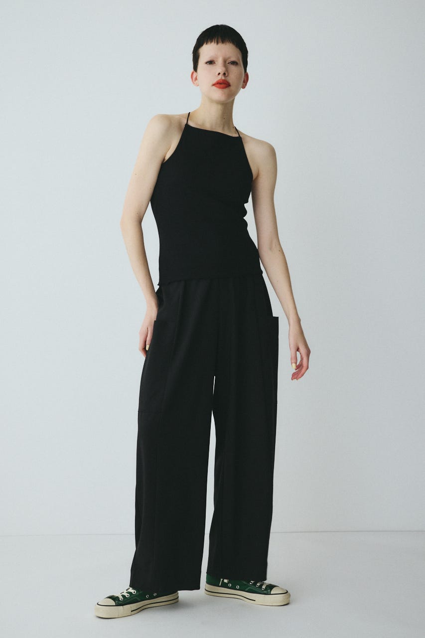 Bi color cord camisole BLK FREE