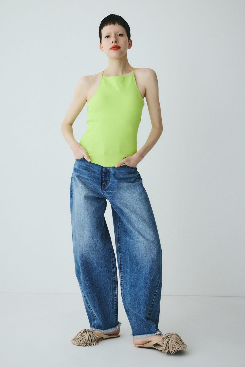Bi color cord camisole LIME FREE