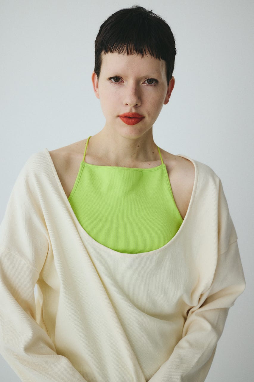 2Way over size cut tops O/WHT FREE