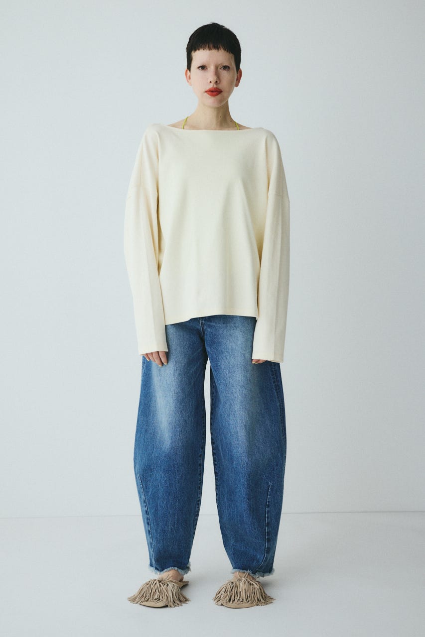 2Way over size cut tops O/WHT FREE