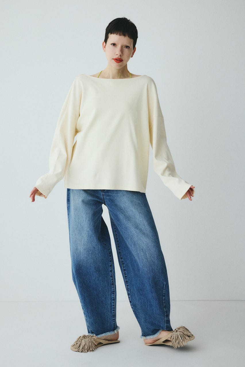 2Way over size cut tops O/WHT FREE