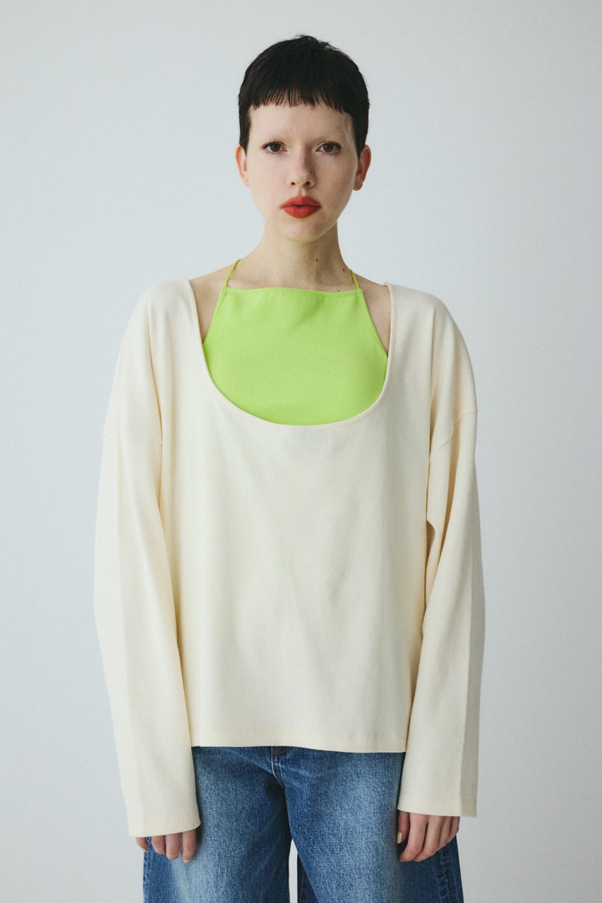 2Way over size cut tops O/WHT FREE