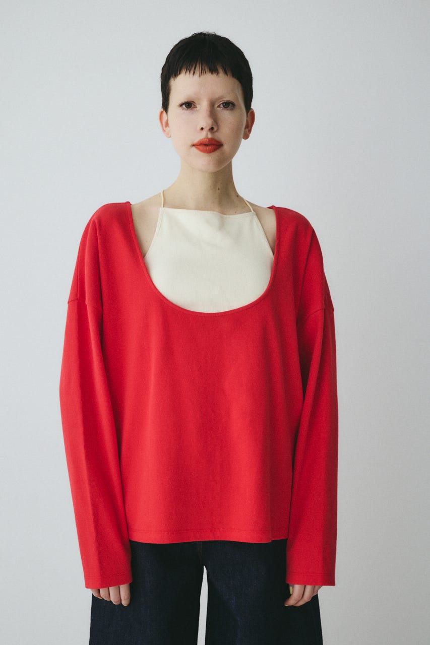 2Way over size cut tops RED FREE