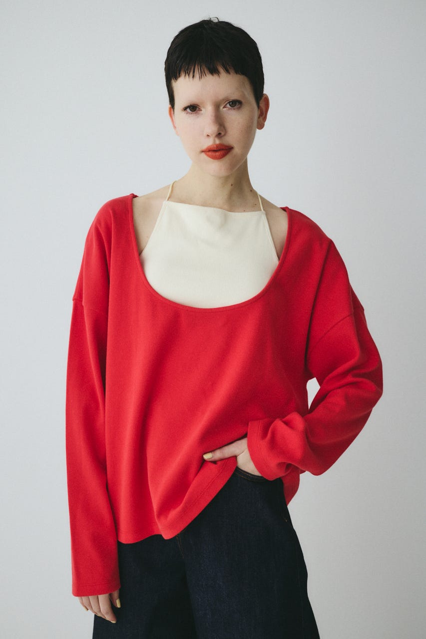 2Way over size cut tops RED FREE