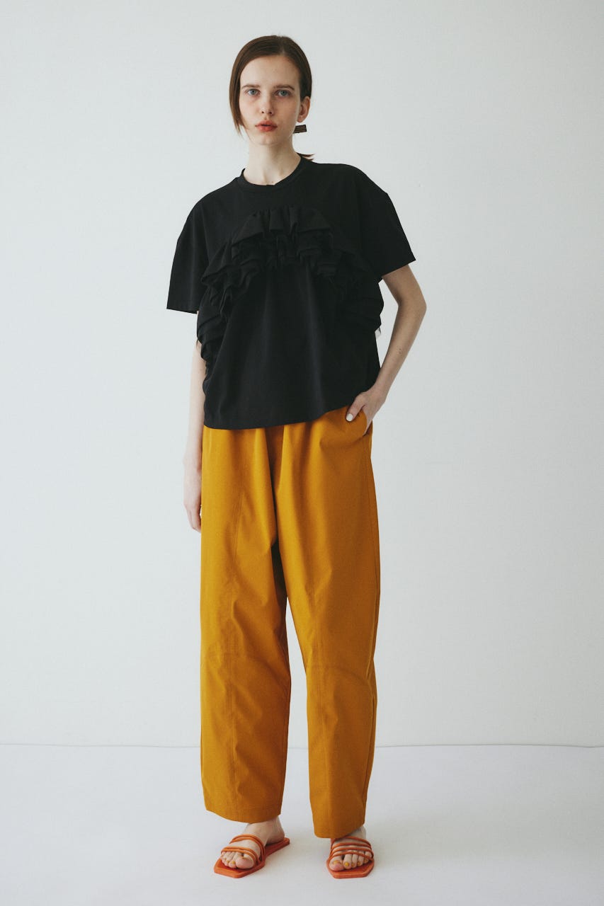 【ポイントアップ+4％対象商品】［予約］A line ruffle tops BLK FREE
