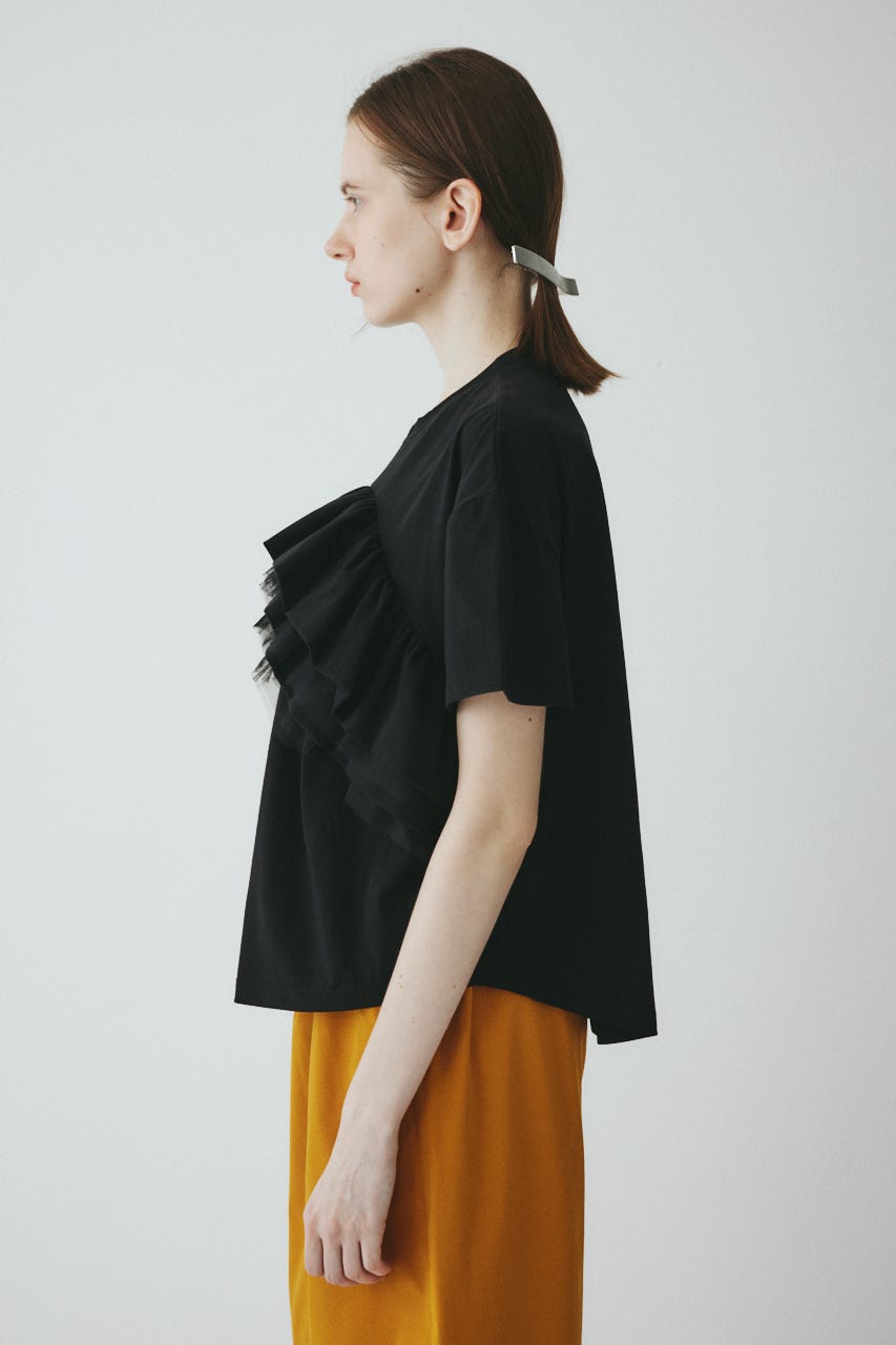 【ポイントアップ+4％対象商品】［予約］A line ruffle tops BLK FREE