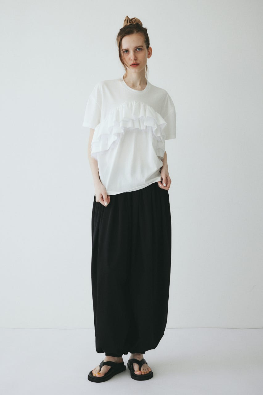 【ポイントアップ+4％対象商品】［予約］A line ruffle tops WHT FREE