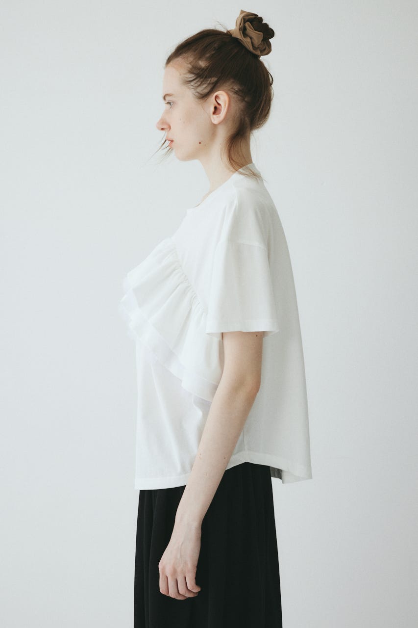 【ポイントアップ+4％対象商品】［予約］A line ruffle tops WHT FREE