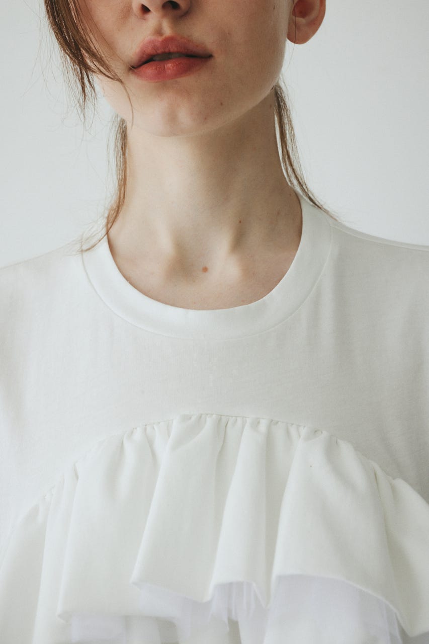 【ポイントアップ+4％対象商品】［予約］A line ruffle tops WHT FREE