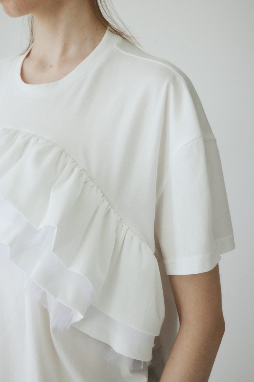 【ポイントアップ+4％対象商品】［予約］A line ruffle tops WHT FREE