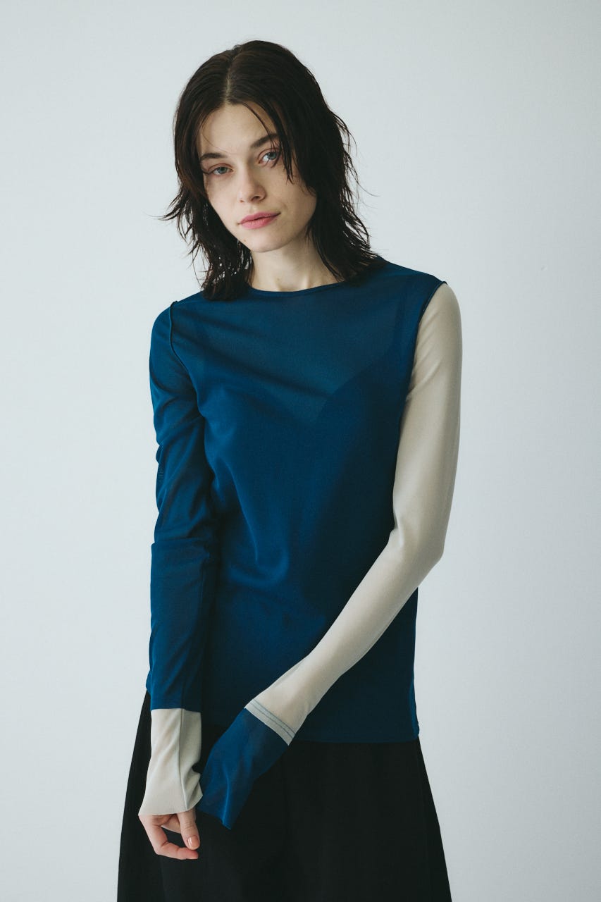 ［予約］Bi color mesh inner tops 柄BLU FREE