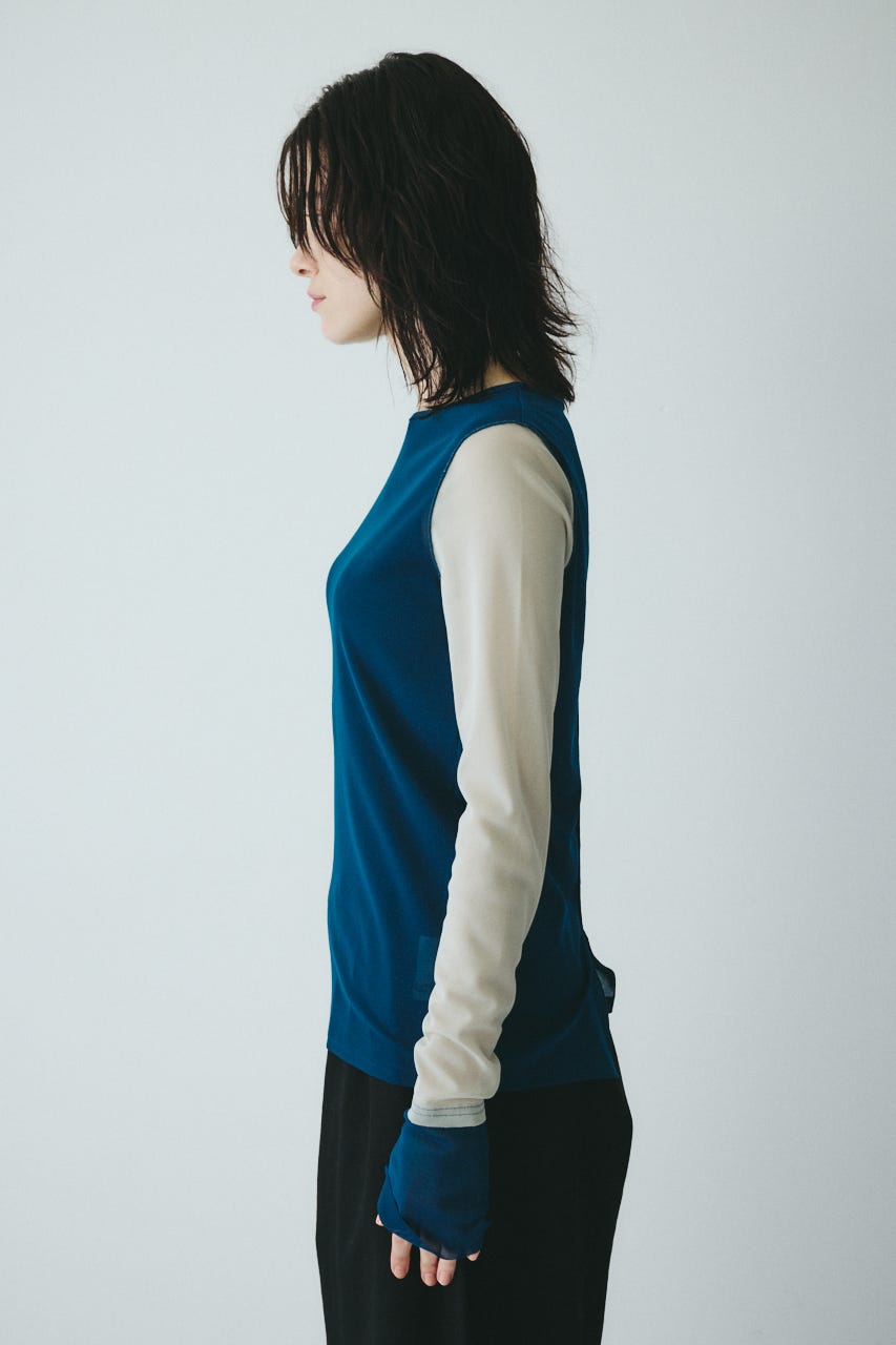 ［予約］Bi color mesh inner tops 柄BLU FREE