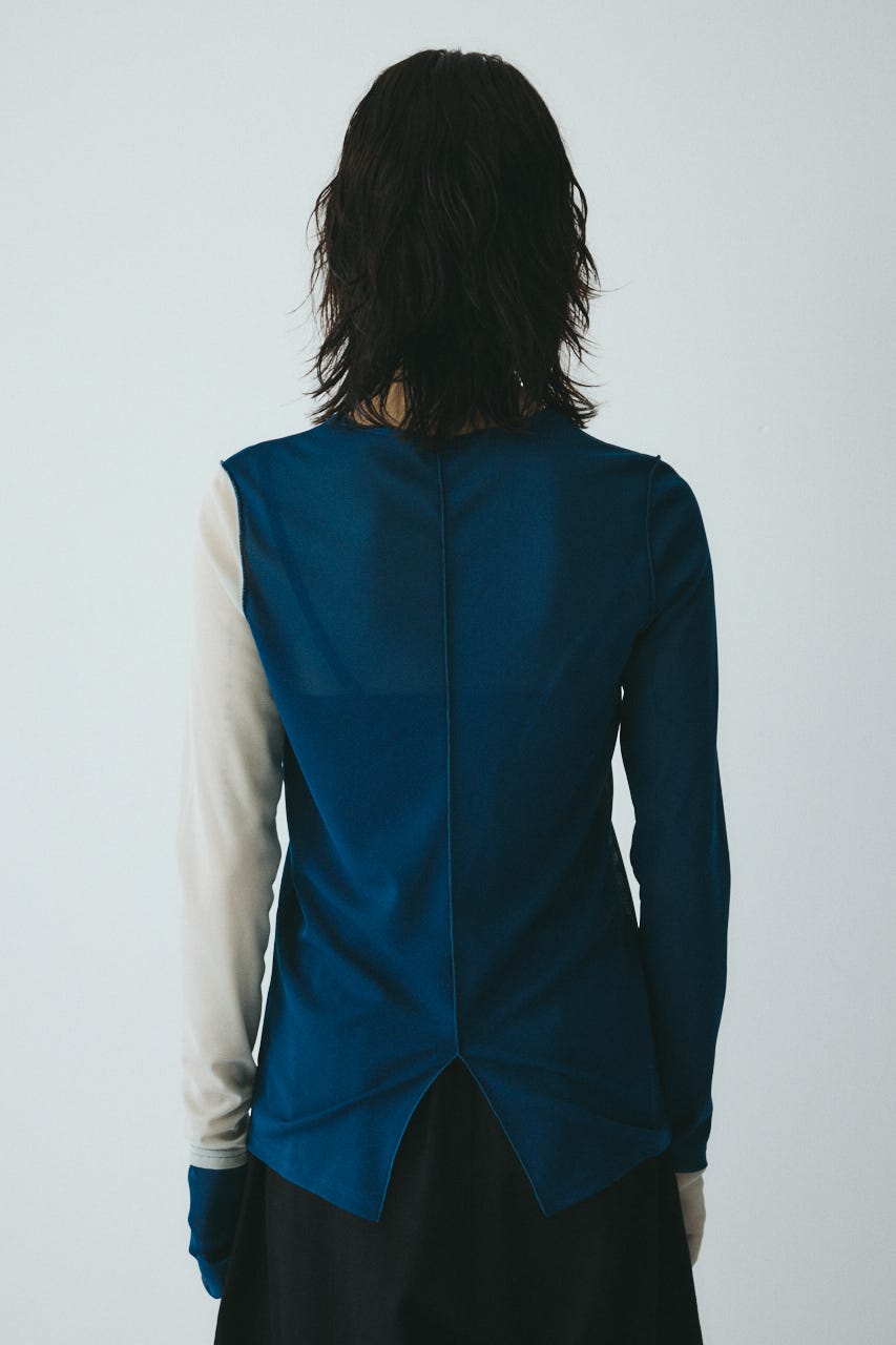 ［予約］Bi color mesh inner tops 柄BLU FREE