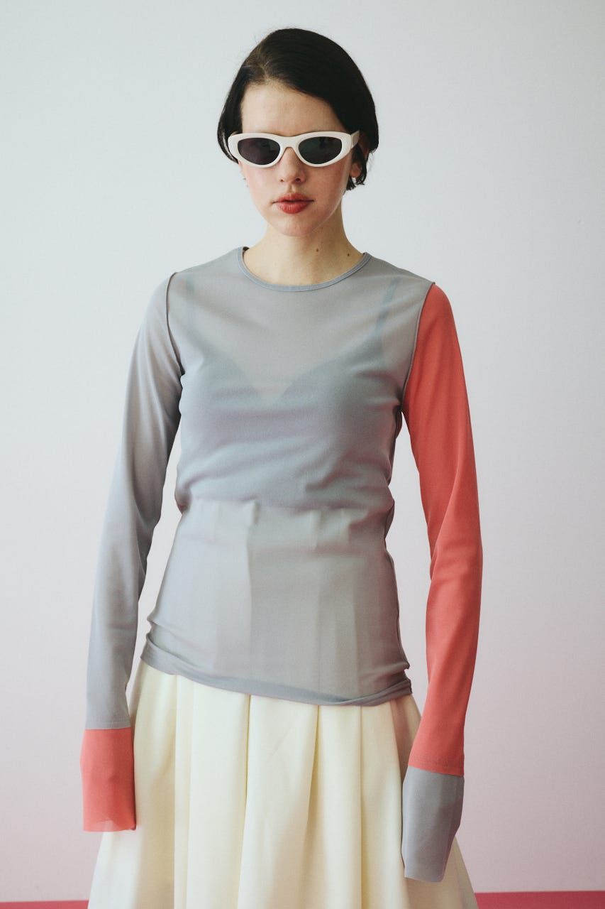 ［予約］Bi color mesh inner tops 柄GRY FREE