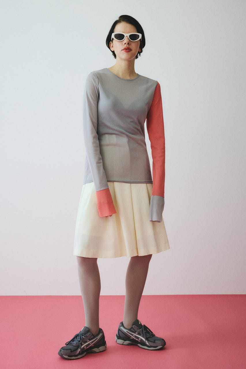 ［予約］Bi color mesh inner tops 柄GRY FREE