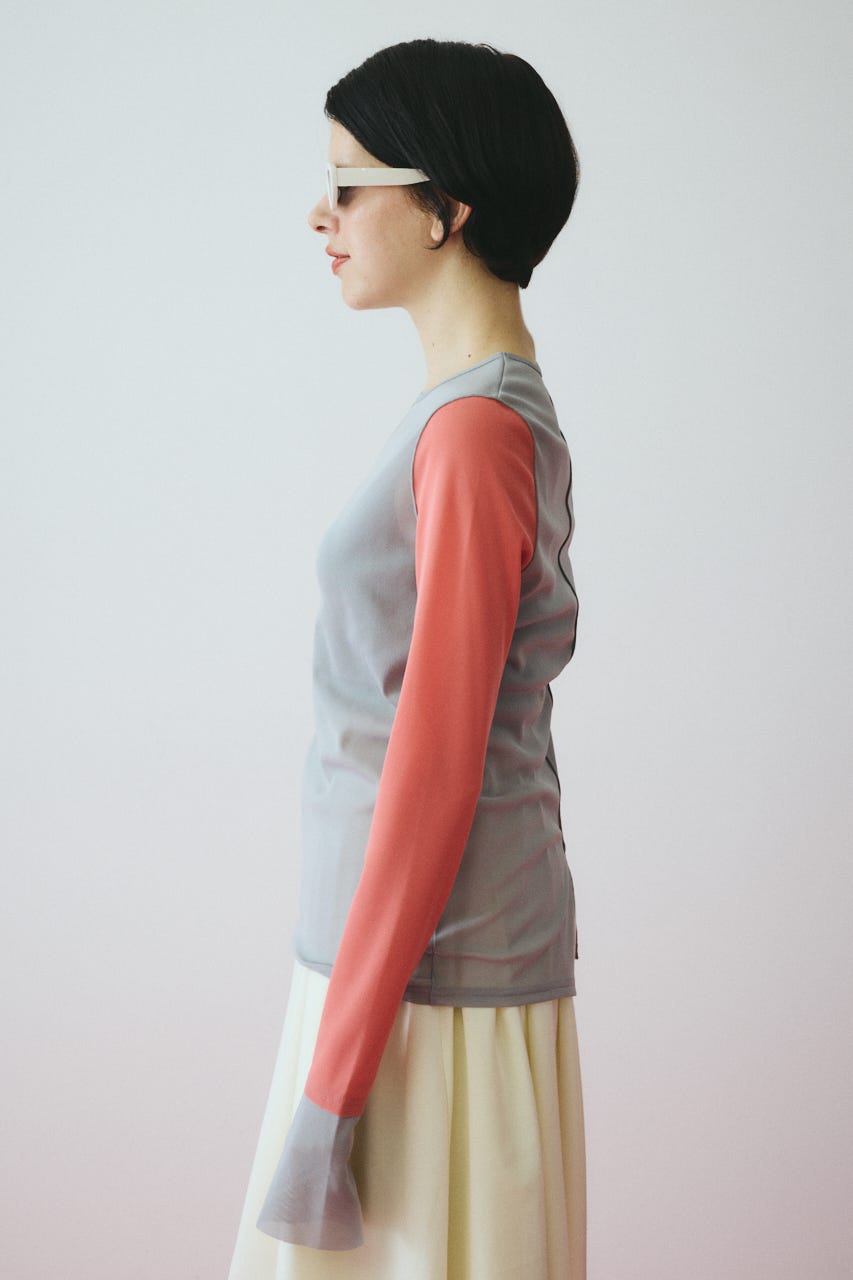 ［予約］Bi color mesh inner tops 柄GRY FREE