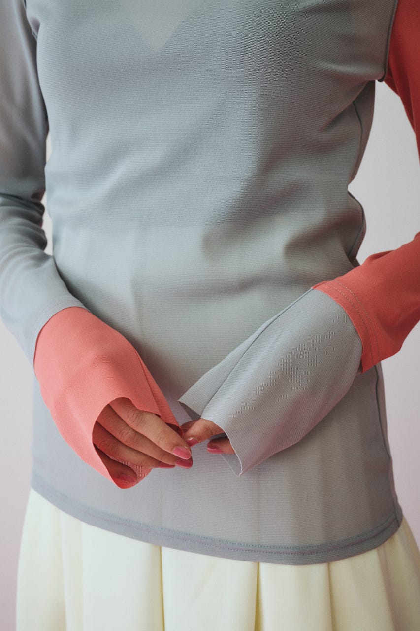 ［予約］Bi color mesh inner tops 柄GRY FREE