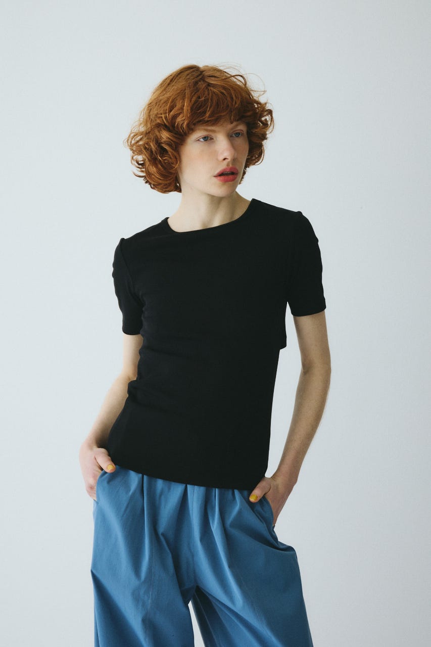 ［予約］Back open cut tops BLK FREE