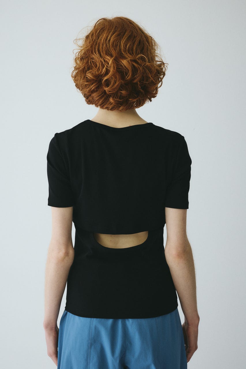 ［予約］Back open cut tops BLK FREE