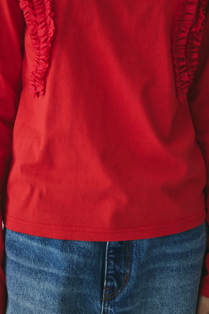 ［予約］Wave frill cut tops RED FREE