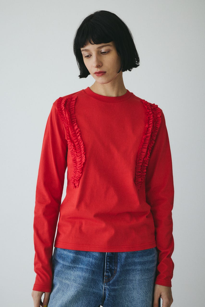 ［予約］Wave frill cut tops RED FREE