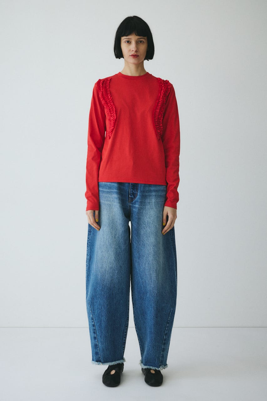 ［予約］Wave frill cut tops RED FREE