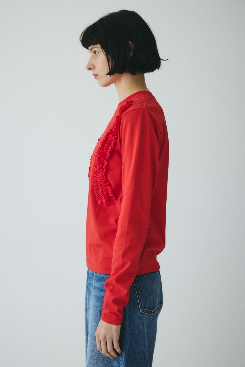 ［予約］Wave frill cut tops RED FREE