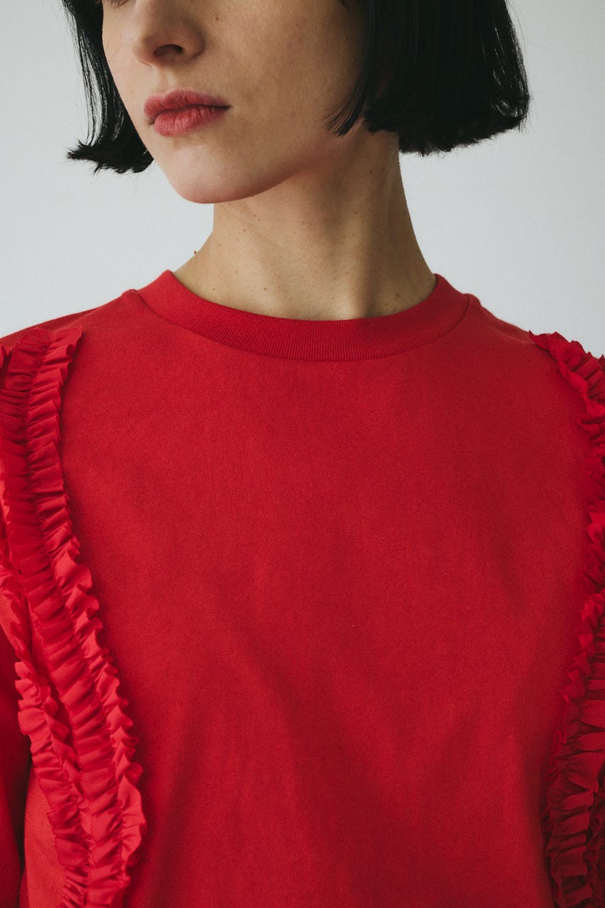 ［予約］Wave frill cut tops RED FREE
