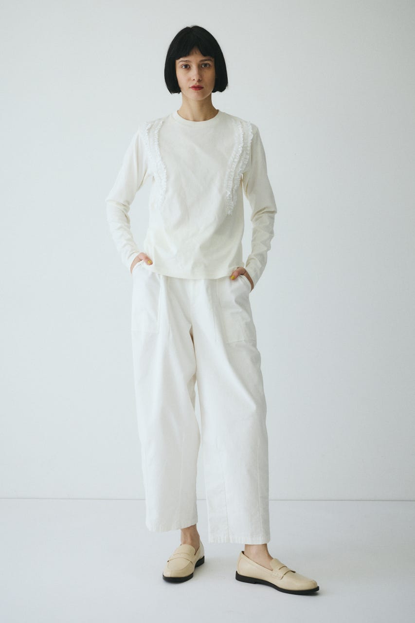 ［予約］Wave frill cut tops WHT FREE