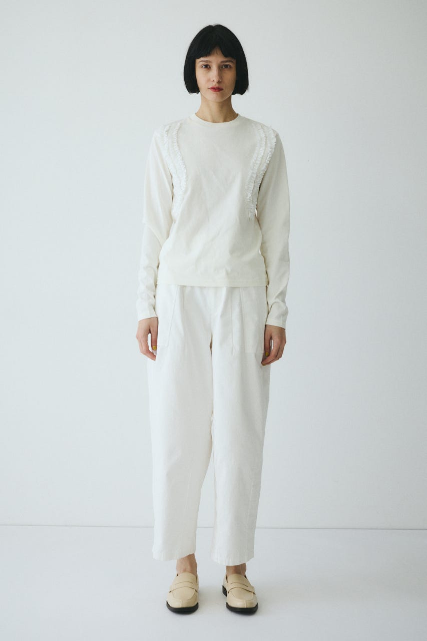 ［予約］Wave frill cut tops WHT FREE