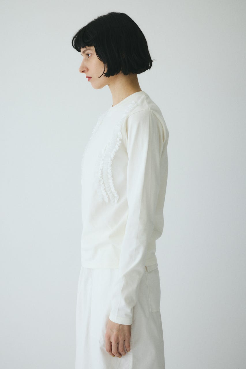 ［予約］Wave frill cut tops WHT FREE