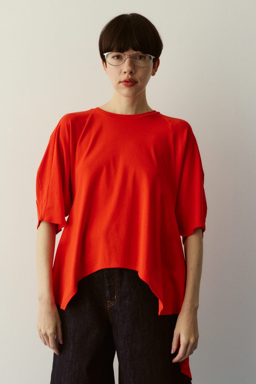 Flare hem cut tops RED FREE