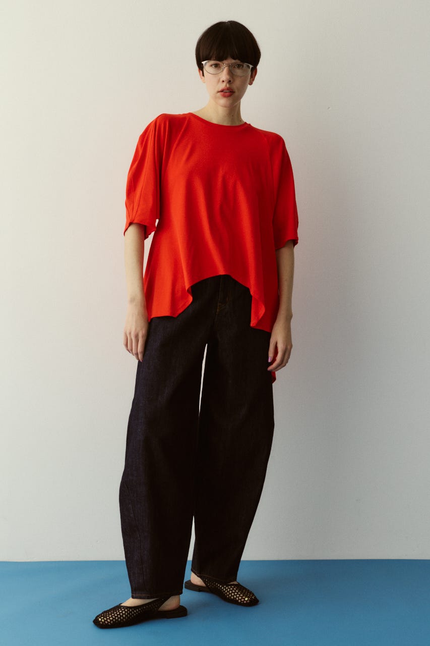 Flare hem cut tops RED FREE