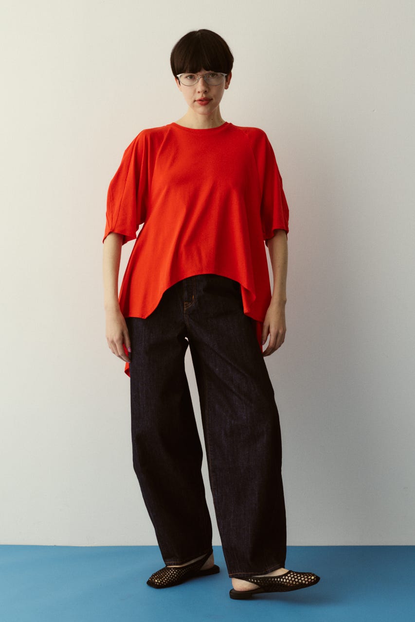Flare hem cut tops RED FREE