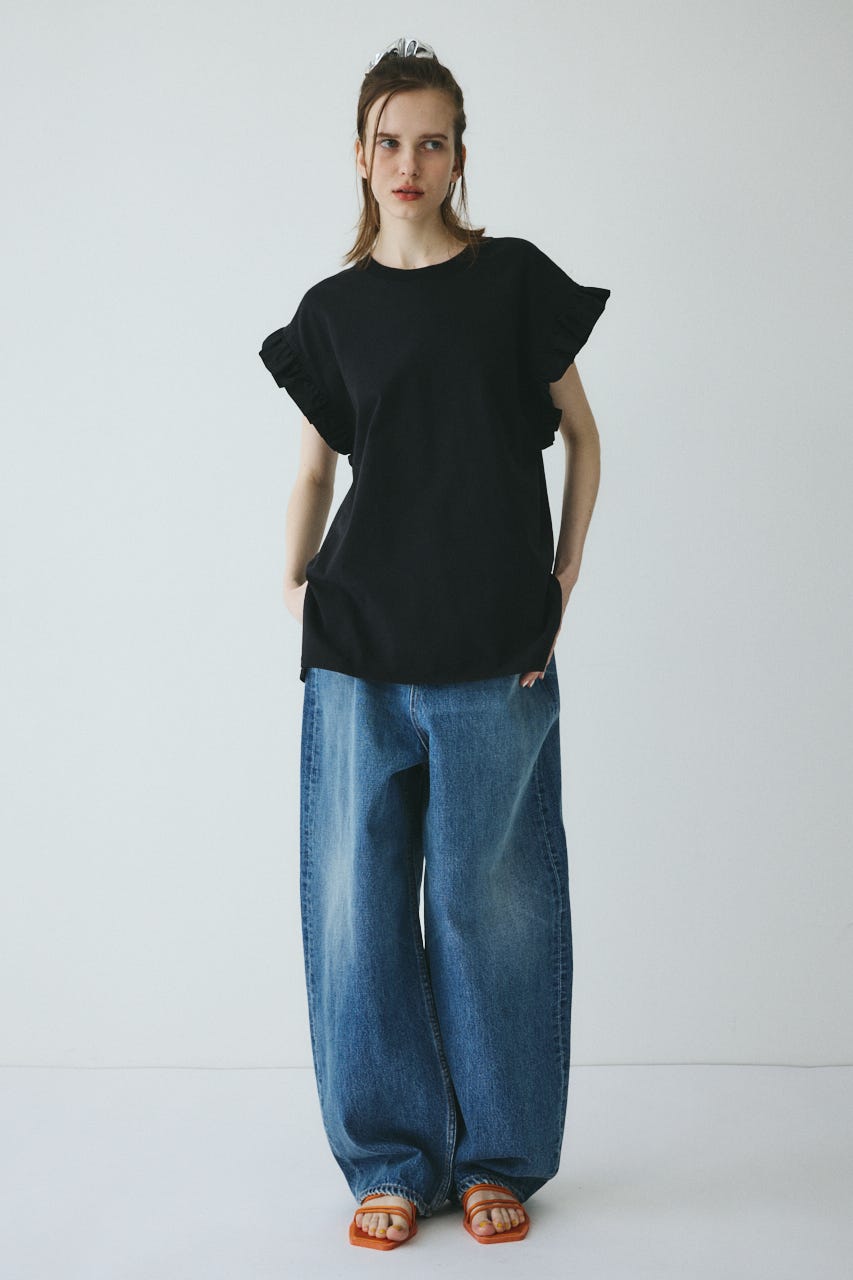 【ポイントアップ+4％対象商品】［予約］Point frill box tops BLK FREE