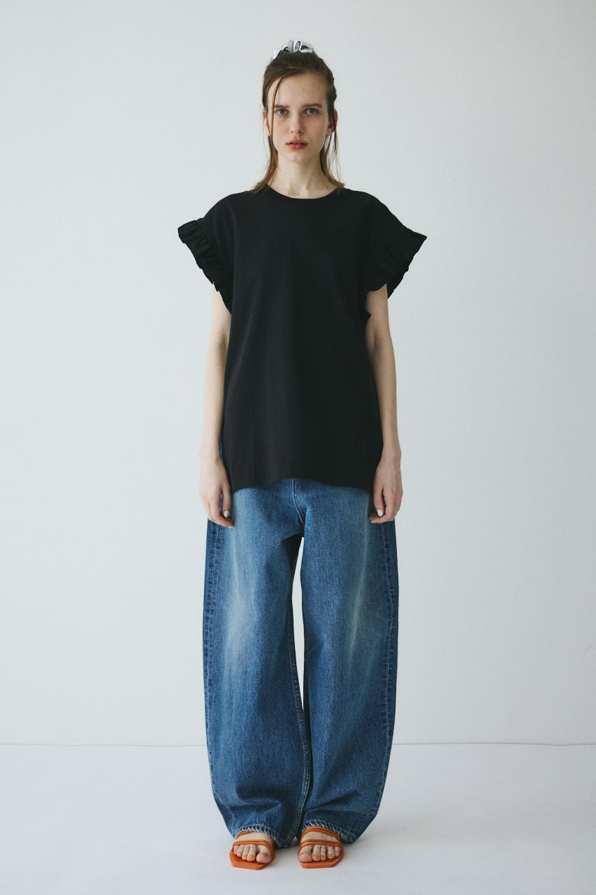 【ポイントアップ+4％対象商品】［予約］Point frill box tops BLK FREE