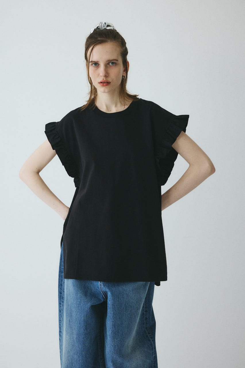 【ポイントアップ+4％対象商品】［予約］Point frill box tops BLK FREE