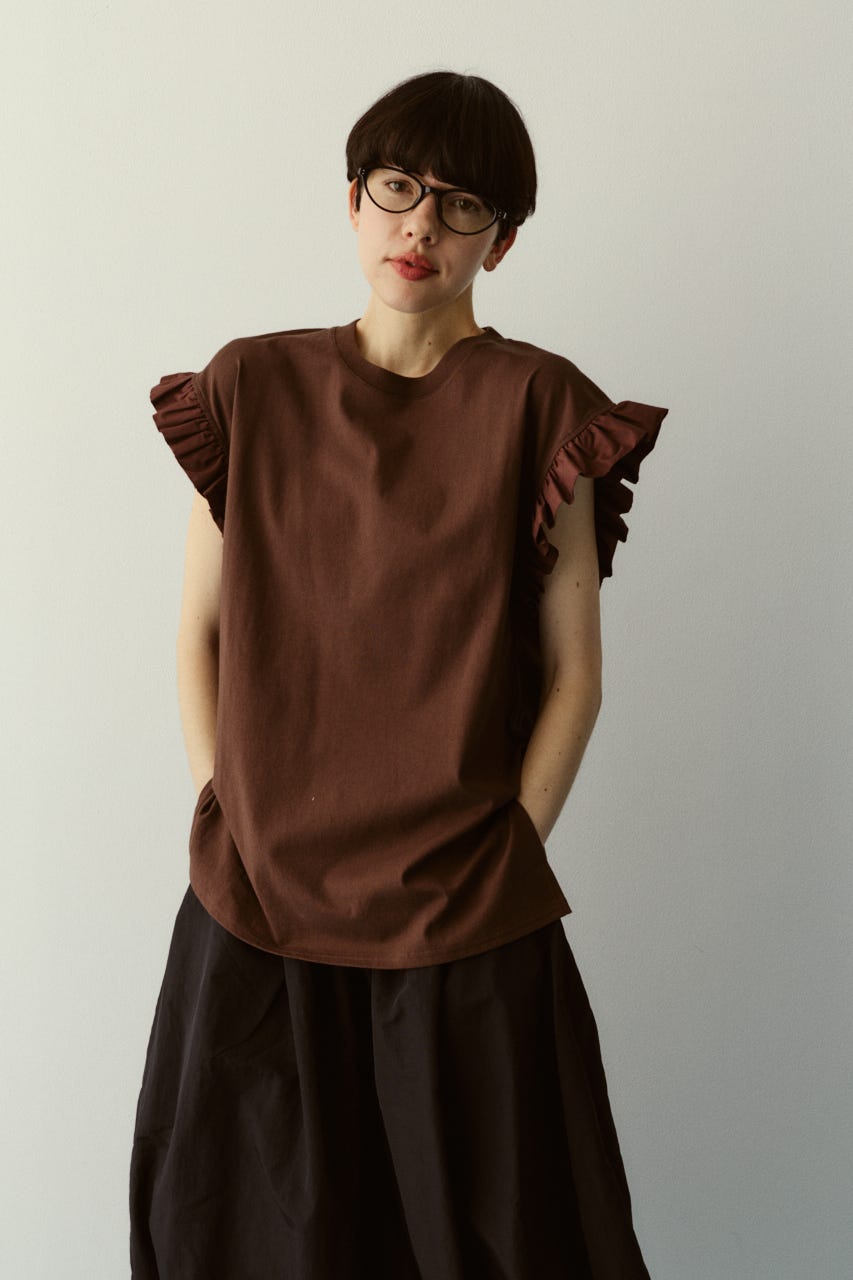 【ポイントアップ+4％対象商品】［予約］Point frill box tops BRN FREE
