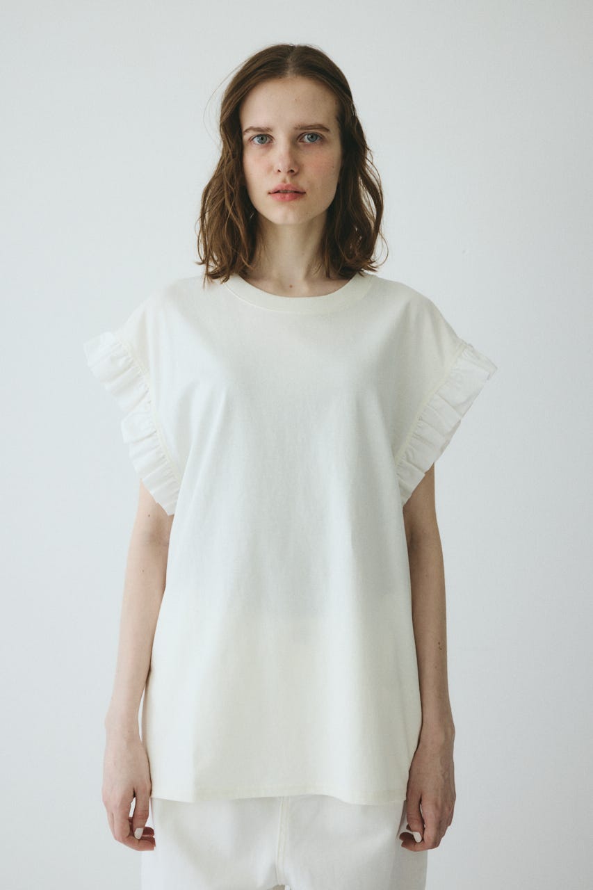【ポイントアップ+4％対象商品】［予約］Point frill box tops WHT FREE
