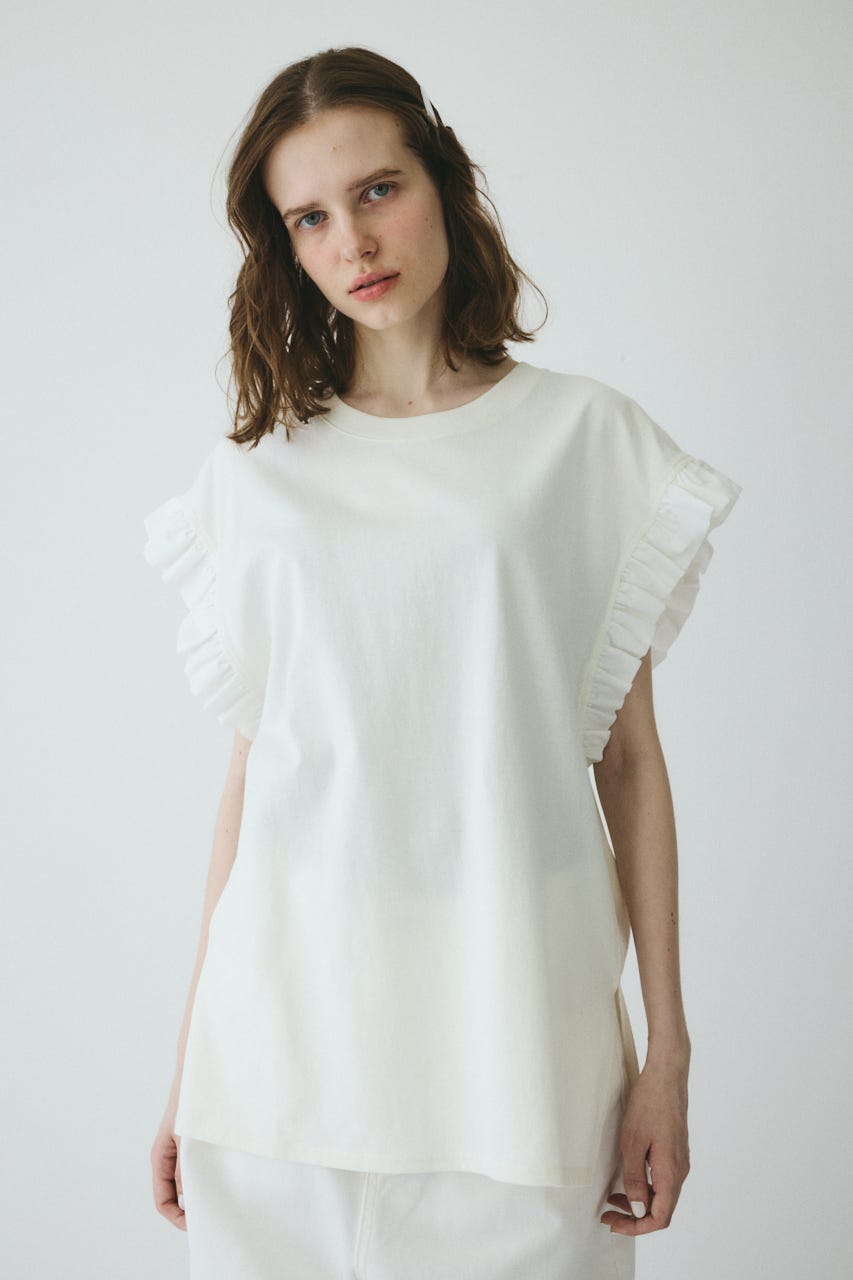 【ポイントアップ+4％対象商品】［予約］Point frill box tops WHT FREE