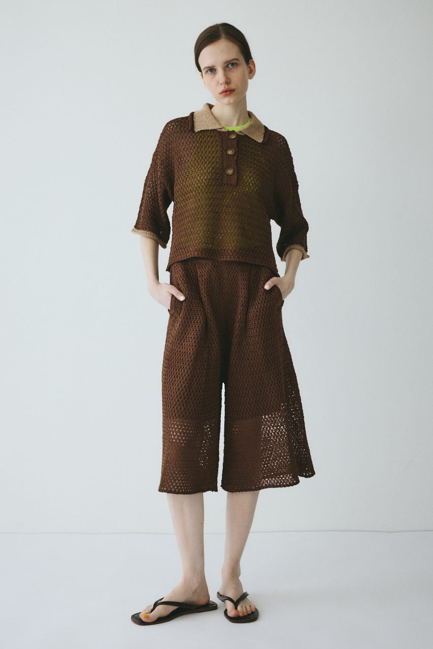 【ポイントアップ+4％対象商品】［予約］Mesh knit half pants BRN FREE