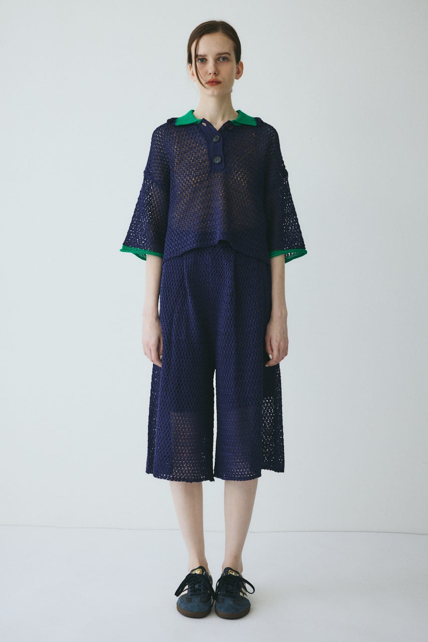 【ポイントアップ+4％対象商品】［予約］Mesh knit half pants NVY FREE