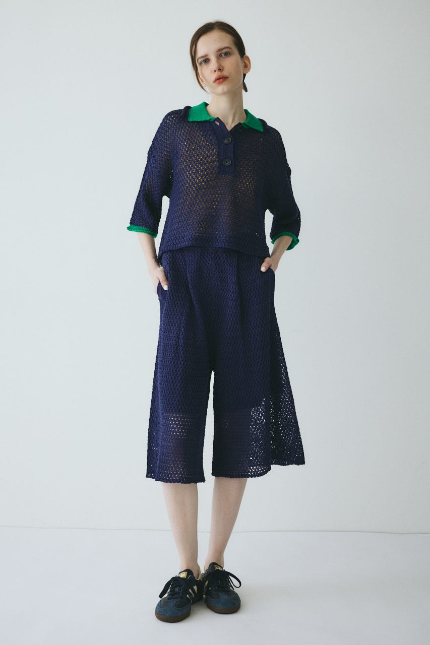 【ポイントアップ+4％対象商品】［予約］Mesh knit half pants NVY FREE