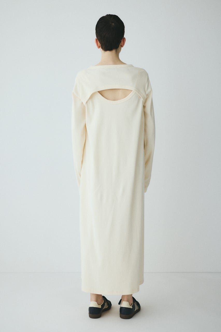 Back open cut dress O/WHT FREE